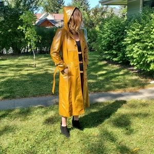 Vintage 80s Real 100%Leather Steampunk Trench Coat
